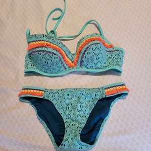 Teal and Neon Bikini NWOT